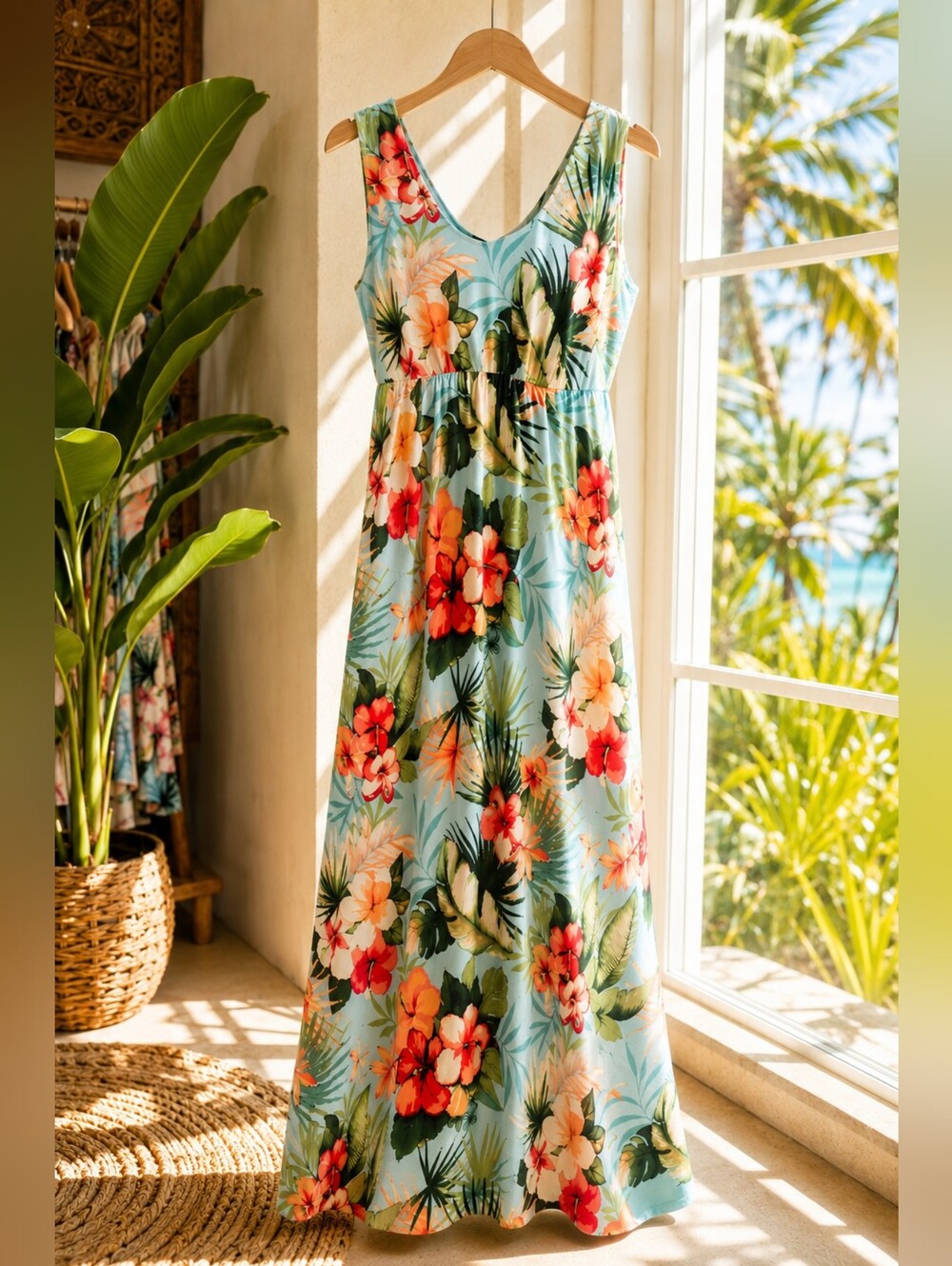 Tommy Bahama Tropical Floral Maxi Dress Women Small Blue Hawaiian Resort Cruise